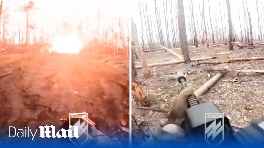 Ukraine battle Russian soldiers in Serebryansky Forest with machine guns and missile launchers