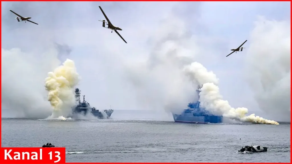 Ukrainian drones use flamethrowers on Russian ships