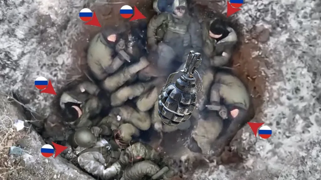 Horrible Attack! Ukrainian FPV drones relentlessly wipe out Russian soldiers in foxhole Bakhmut