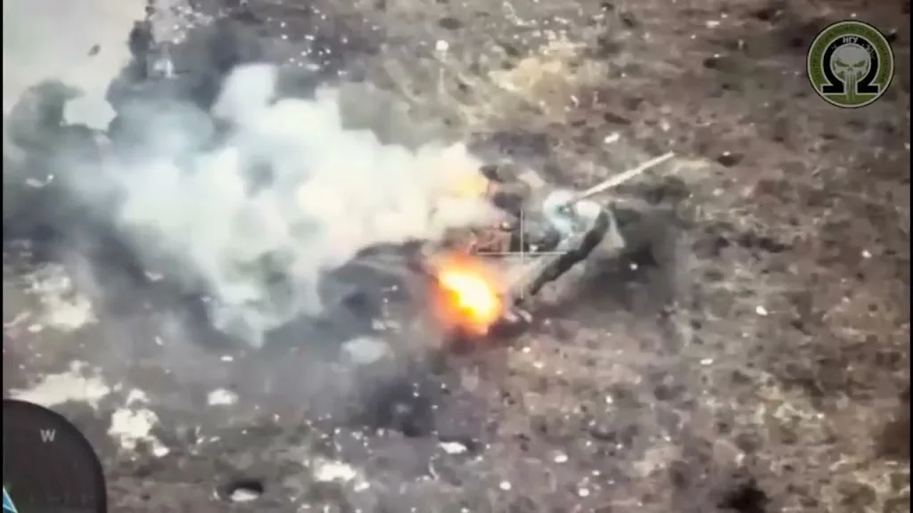 Russian Tank Burns After Drone Strike Near Robotyne — Plus Plenty of Wrecks Nearby