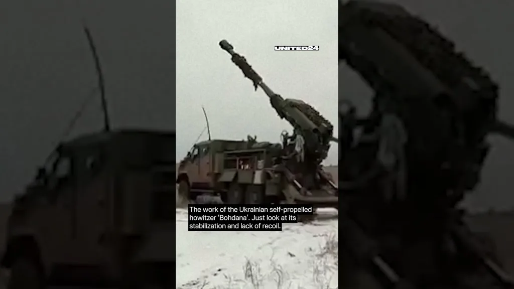 Work of the??self-propelled howitzer ‘Bohdana’. Just look at its stabilization and lack of recoil