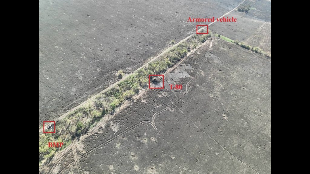 Big Russian Vehicle Losses Near Urozhaine After Failed Counterattack — T-80BV, T-72 and 4 BMPs